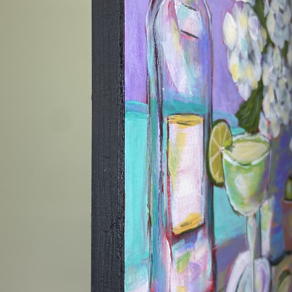 Colorful Hand Painted Tropical  Margarita Time Wall Art in Acrylic Contemporary - Picture 4 of 6